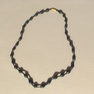Dark Blue African Paper Beaded Necklace